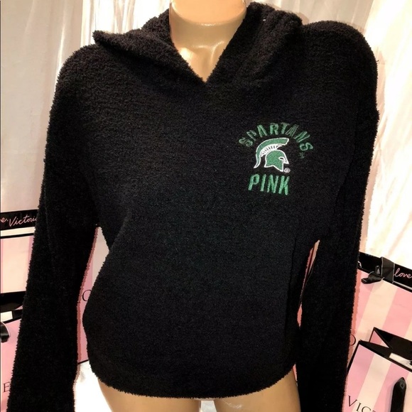 PINK Victoria's Secret Sweaters - 💚VS PINK “MSU” Fleece pullover hoodie💚 (M)